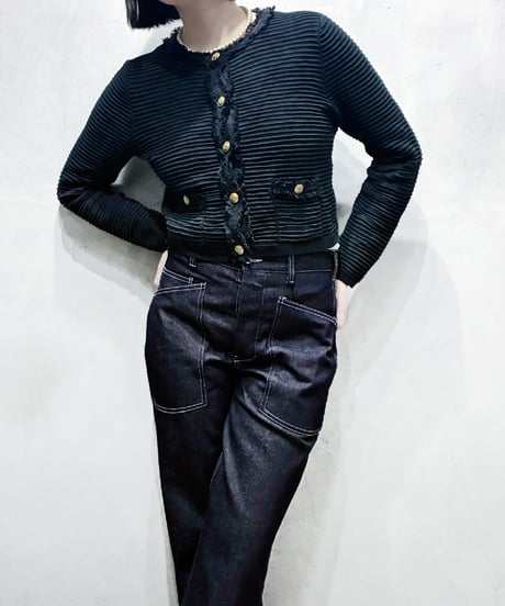 J.CREW Fringe Trim Collarless Jacket BK