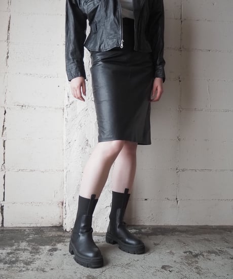 Leather Tight Skirt BK