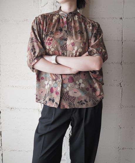 Dolman Sleeve Flower Pattern Blouse BR