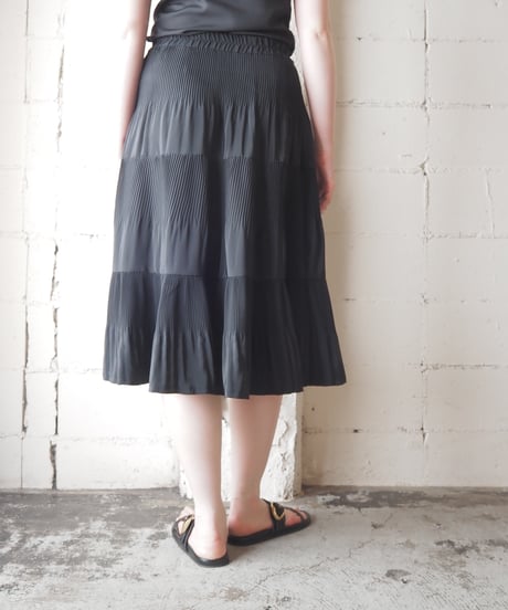 Made in France Pleated Tiered Skirt BK