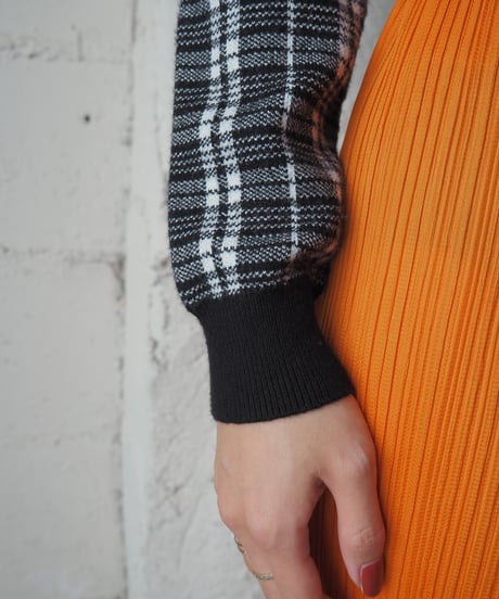PRIMARK Check Cropped Knit BK WH