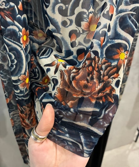 Jean Paul Gaulteir Tatto Print Power Net Wrap Tops NV