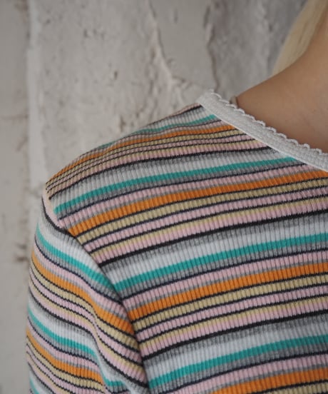 Multi Stripe Ribbed Tee WHORGN