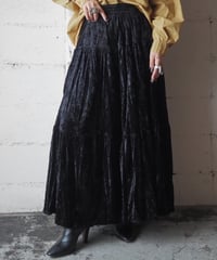Made in USA Crushed Velvet Tiered Skirt BK
