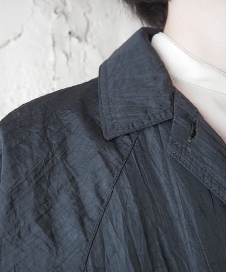 Raglan Sleeve Nylon Long Coat BK