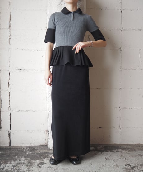 SONIA BY SONIA RYKIEL Bicolor Peplum Knit GR BK