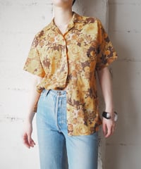 1960-70's Vintage Floral Print Open Collar Shirt YE OR