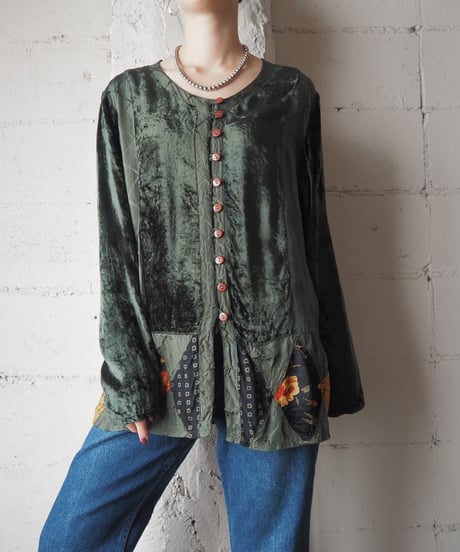 Velvet Patchwork Design Tops GN