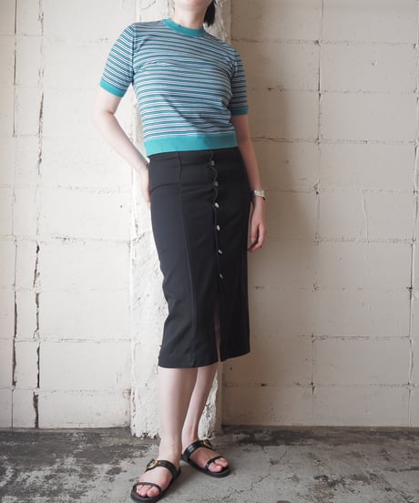 1970's Multi Border Short Sleeve Knit GN WH