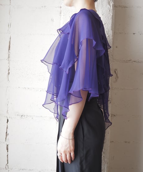 Sheer Tiered Cape Blouse PUR