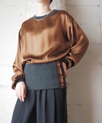 Satin×Knit Switching Tops BR GR