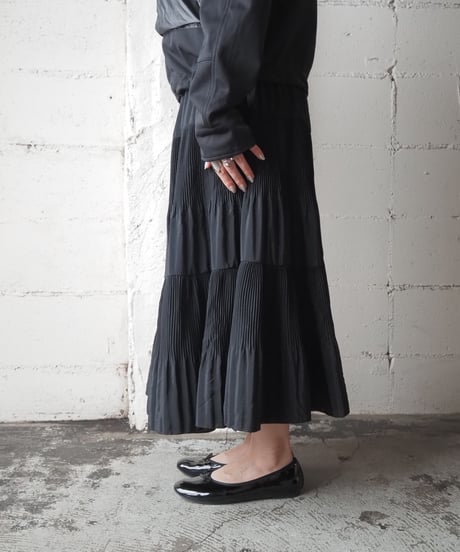 Pleated Easy Tiered Skirt BK