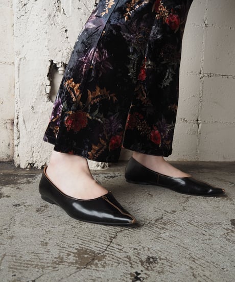 Flower Pattern Velour Pants BK