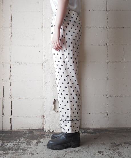 Dot Satin Wide Pants WHBK