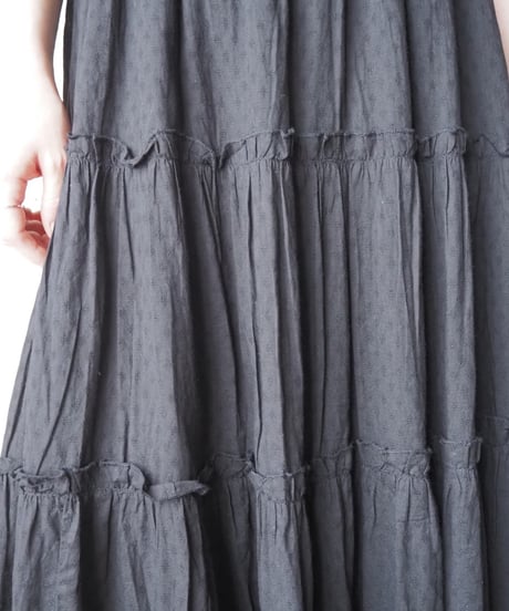 Shirring Bodies Tiered Dress BK