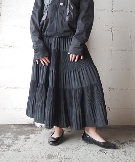 Pleated Easy Tiered Skirt BK