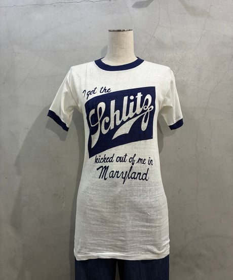 1970's Dead Stock Shlits Ringer Tee WH NV