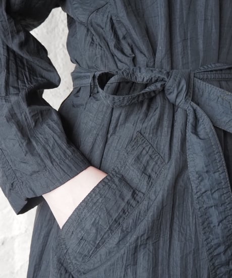 Raglan Sleeve Nylon Long Coat BK