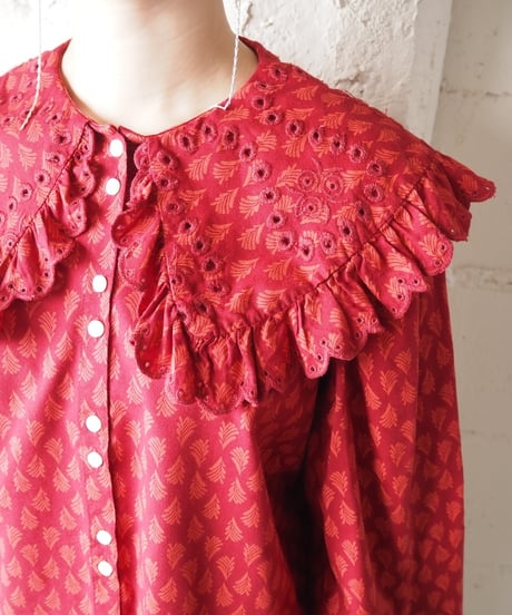 Ruffled Eyelet Collar Blouse RE
