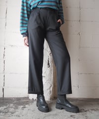 Pure Wool 2 Tuck Straight Slacks BK