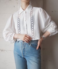 Lace Switching Cropped Blouse WH