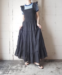 Shirring Bodies Tiered Dress BK