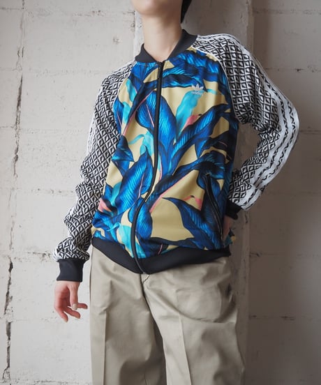 adidas Leaf Pattern Zip Up Jacket BLYE