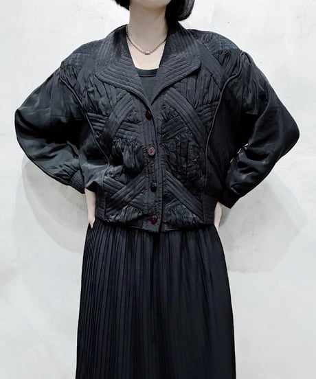 1980's Gather Design Open Collar Jacket BK