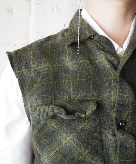 1950's PENDLETON Cutoff Sleeve Plaid Vest KA