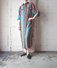 Multi Color Stripe Shirt Dress NV RE GN