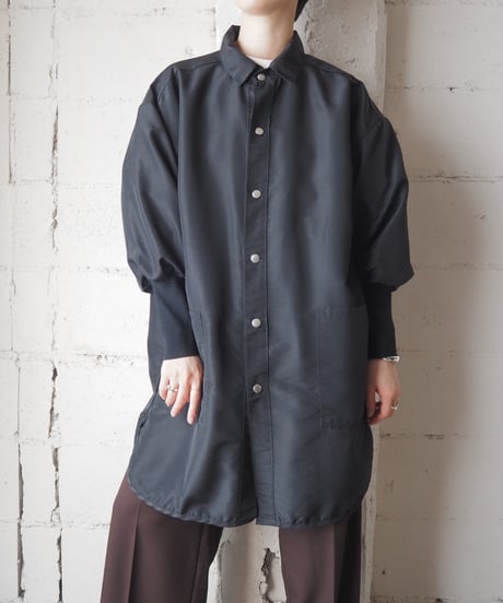 REMAKE Knit Cuff Nylon Snap Jacket BK