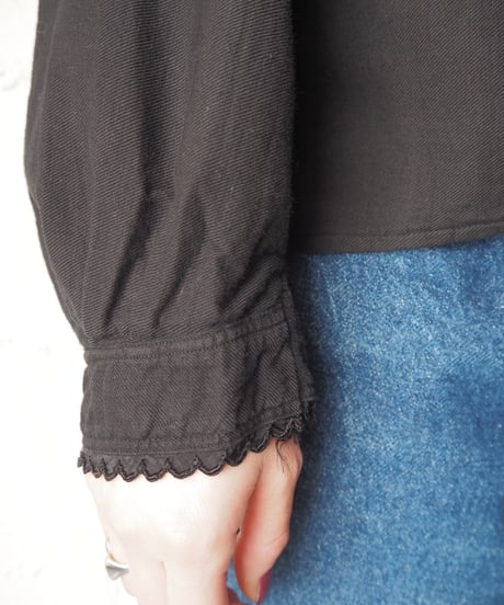 1920-30's Euro Lace Hem Overdyed Blouse BK
