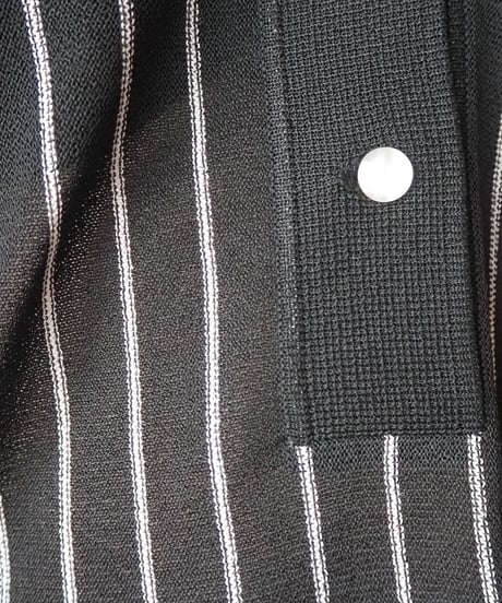 Made in Italy Short Sleeve Striped Knit Polo BK WH