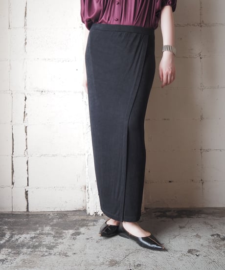 Pencil Easy Wrap Long Skirt BK