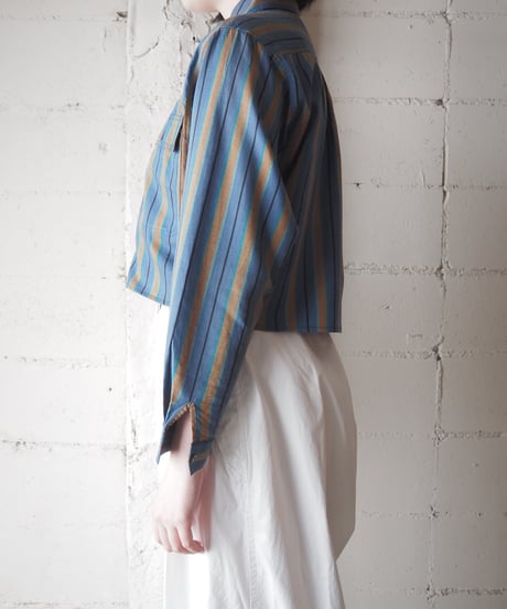 1990's JONES NEW YORK Cropped Multi Stripe Shirt BL BR