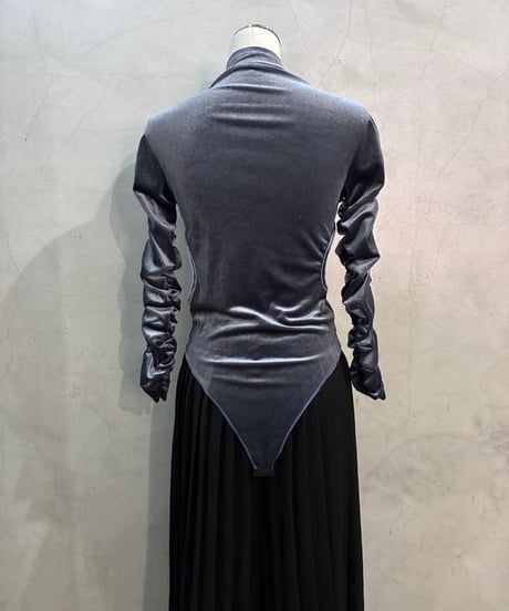 Cutout Design Velour Shirring Bodysuit LBL