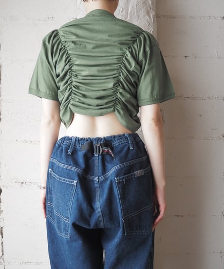 REMAKE Dead Stock Italy Military Tee Shirring Short Top KA