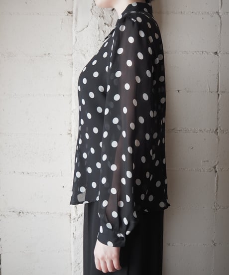 Made in USA Sheer Dot Shirt BK WH