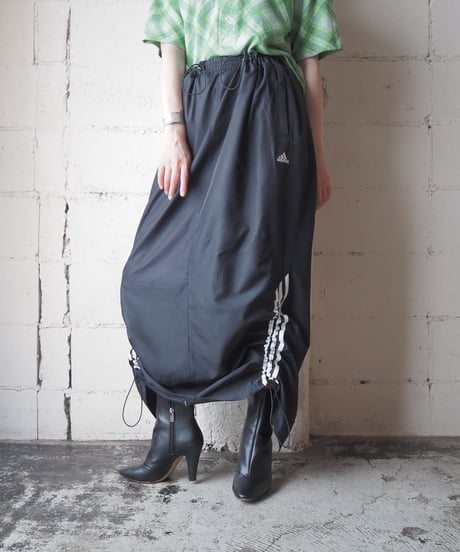 Remake adidas Drawstring Track Skirt BK WH