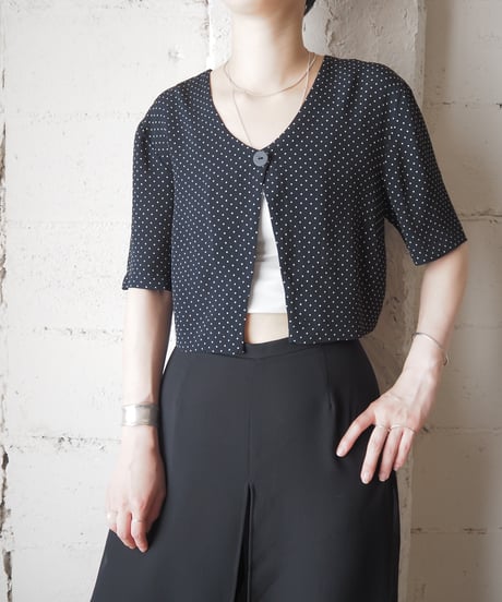 Vneck Dot Cropped Cardigan BKBE