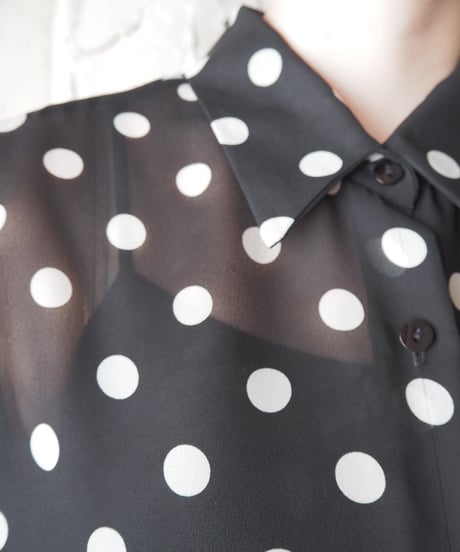 Made in USA Sheer Dot Shirt BK WH