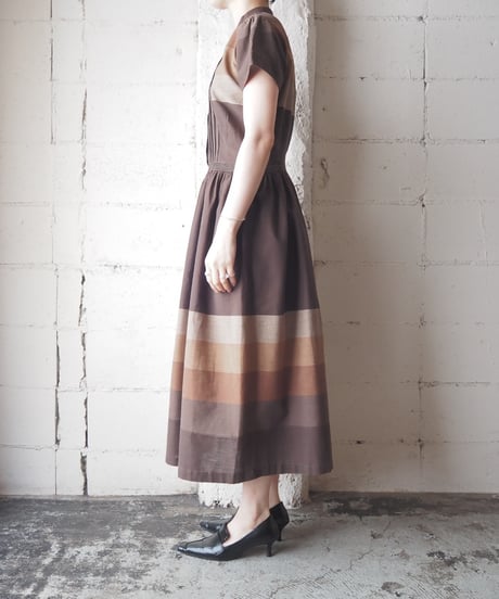 1960's USA Pleated Front Gradation Dress BR