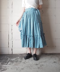 Paisley Pattern Asymmetric Design Tiered Skirt GR GN