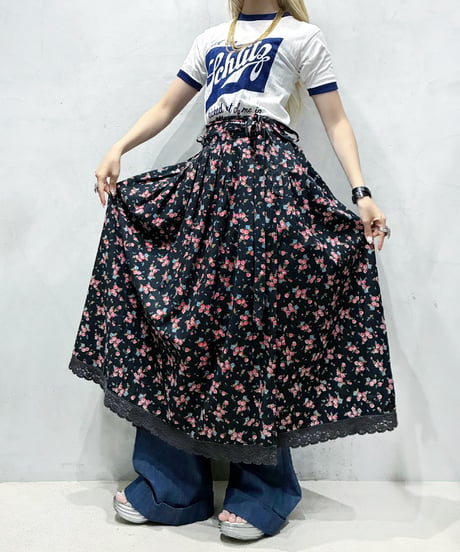 JULIUS LANG Tyrolean Flower Wrap Skirt BK RE
