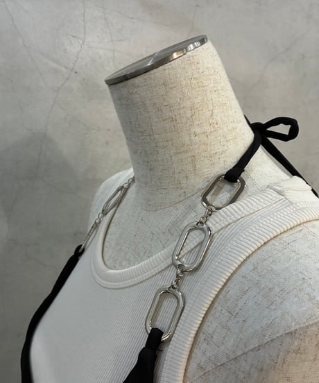 Metal Ring Halter Neck Top BK SV