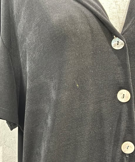 Open Collar Short Sleeve Easy Shirt BK