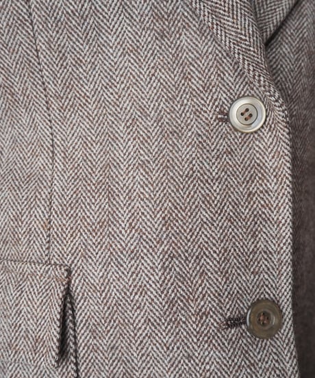 Herring Bone Tweed×Leather Tailored Jacket BR