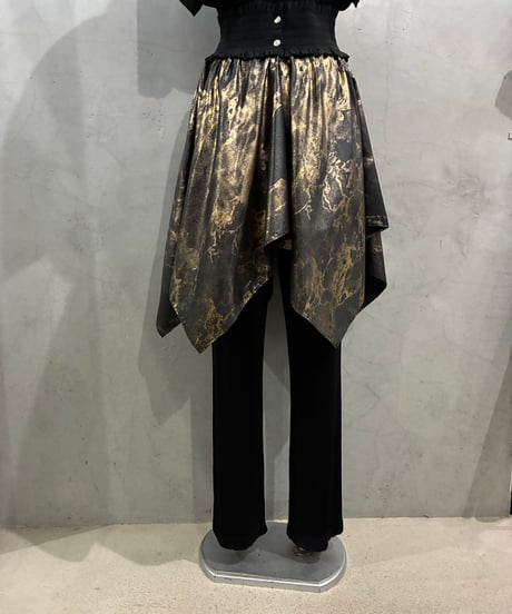 Metallic Marble Wrap Skirt GD BK