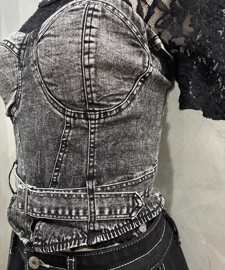 Belted Design Denim Bustier GR