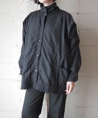 Made in USA Stand Collar Nylon Snap Button Jacket BK
